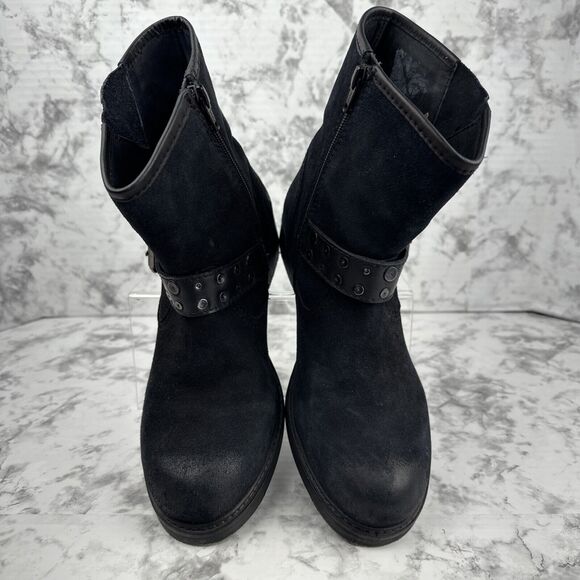Vintage Foundry Co. Womens Miriam Biker Buckle Ankle Boots Size 9 Black Leather - Picture 4 of 9